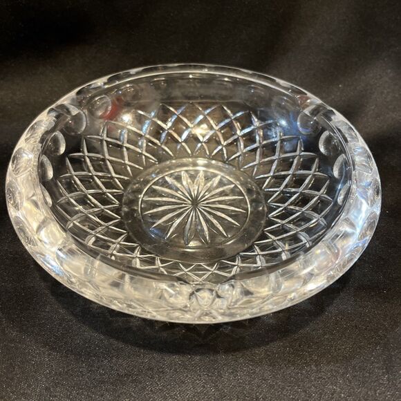 VTG MCM Gorgeous 1960s Heavy Lead Crystal Glass Cigarette Ashtray 7” Home Bar - Picture 1 of 9